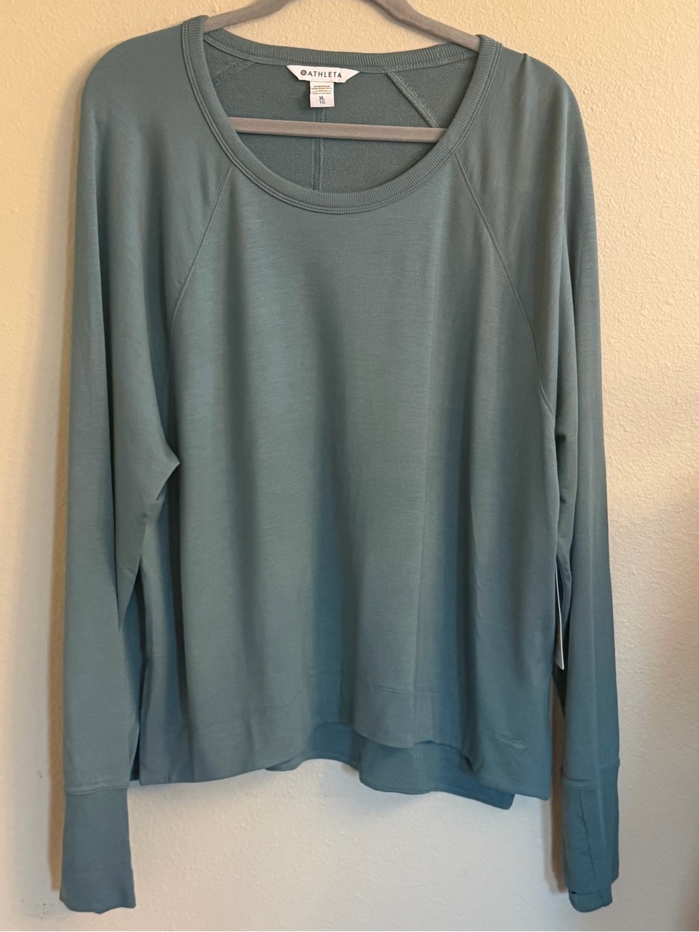 NWT Athleta Slate Teal - Coaster Lux recover high hip sweatshirt Size XL